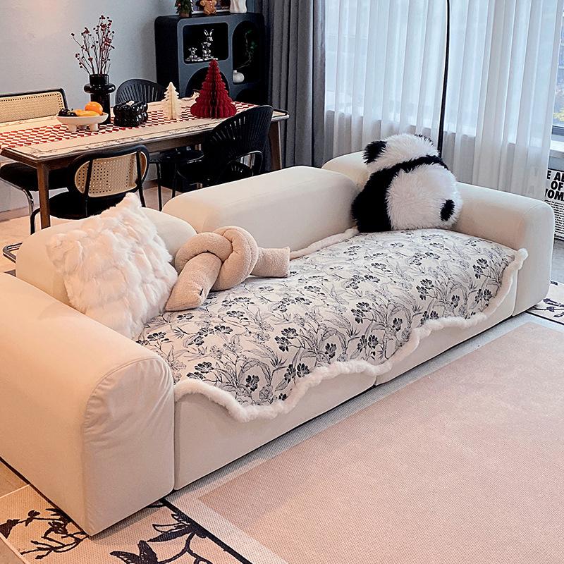 

Американская легкая роскошная диванная подушка неправильной формы с цветочным принтом, синельная зимняя противоскользящая диванная подушка, чехол для дивана 90*90cm