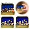Suveniruri Piețoase de Sărbători Mini Set Naștere Crăciun în Cutie de Tablă, Figurine Rășină Pictate Manual Nopți Sfinte Familie, Portabil Religios de Masă