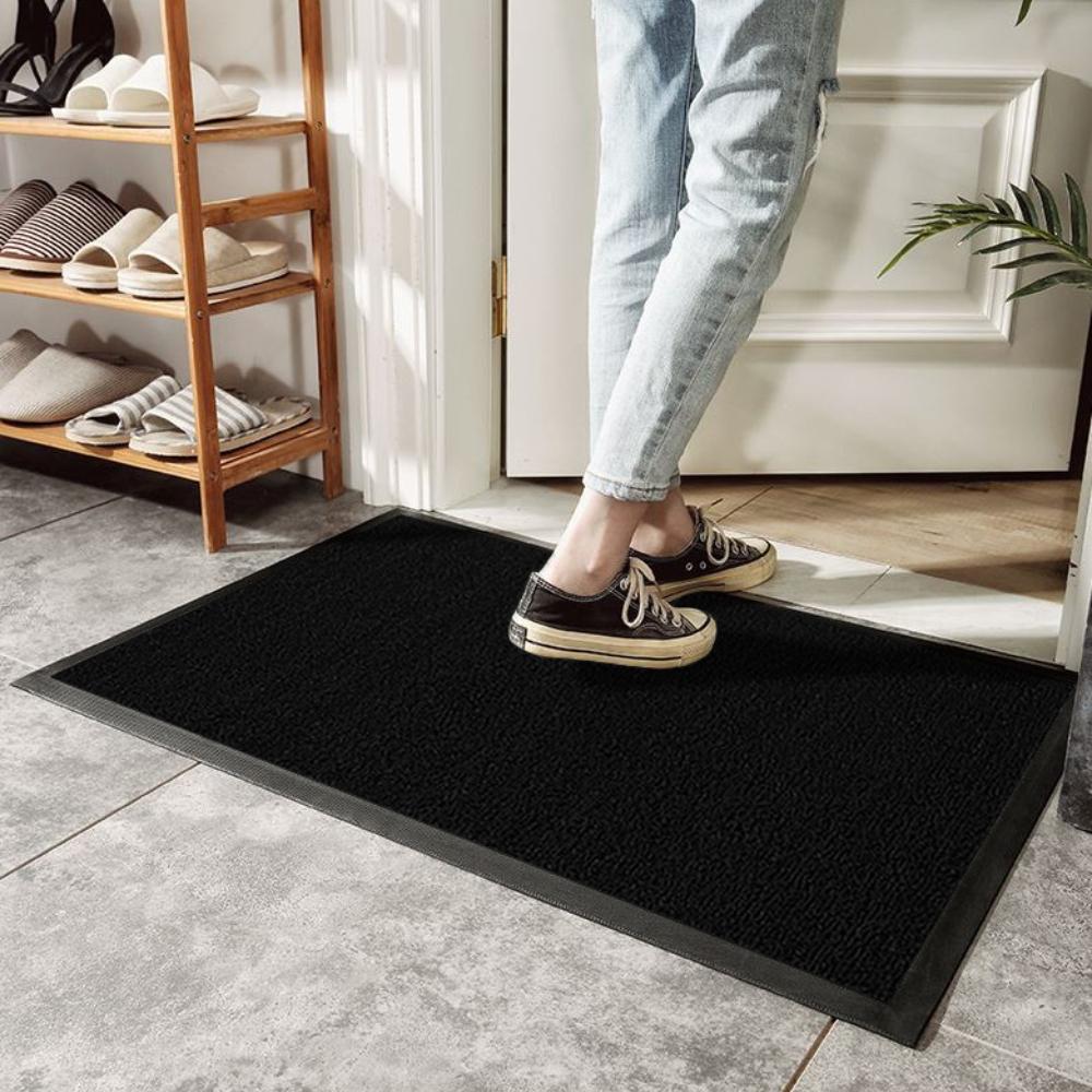 Black rubber doormat for shoes, 90x150cm