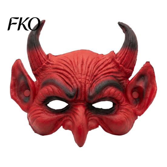 Eng Halloweenmasker Demon Schuim voor Volwassenen, Rood Half Professioneel Niveau Horror Gezicht Duivel Maskerade Accessoires met Hoorn Cosplay Kostuum Zacht Dun