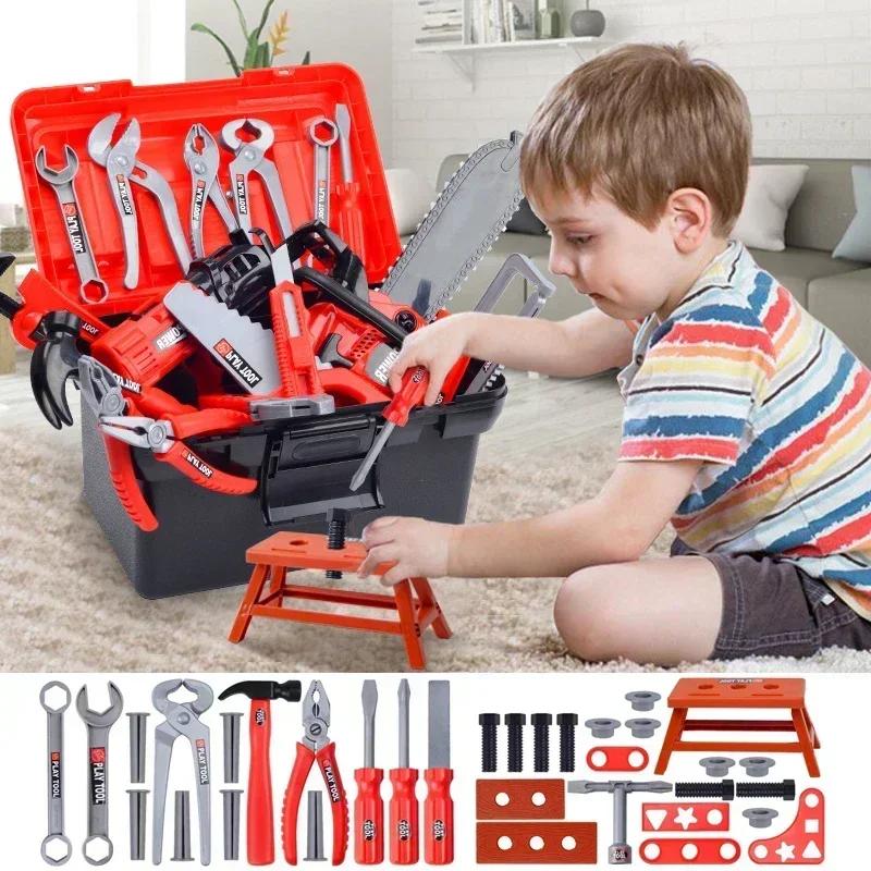 Kinder Werkzeugkasten Set Baby Simulation Reparaturwerkzeuge Elektrischer Bohrer Schraubenzieher Reparaturhaus Spielzeug Kinder Werkzeugkasten Set Baby Sim