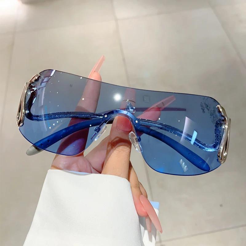 Rimless Sunglasses Fashion Monoblock Snake Shape Legs Women Eyewear New Trendy Brand Designer Gradient Shades Glasses