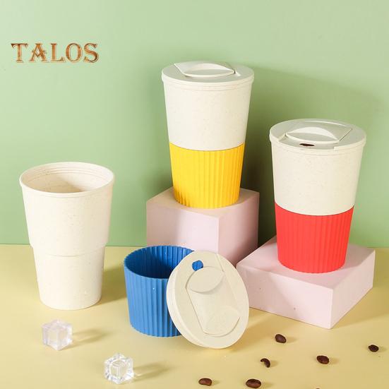 380ML Coffee Cup Food Grade Material High Temperature Resistant Thick Leakproof Anti-crack Travel Mug With Lid Reusable Non-slip Sleeve Outdoor