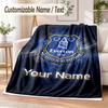 Custom Text Flannel Blanket Everton FC Print Warm Cozy Blanket Home Sofa Bedding