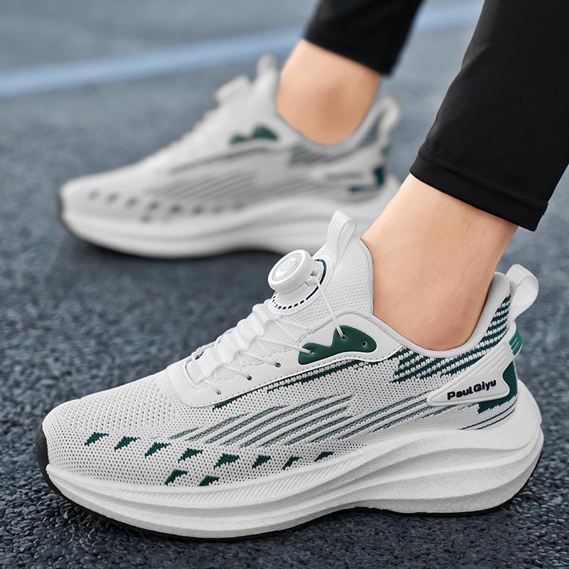 Rotary Buckle Men'S Shoes Trendy Fashion Mesh Shoes Comfortable Soft-Soled Running Shoes Fly-Woven Platform Casual Sports Shoes