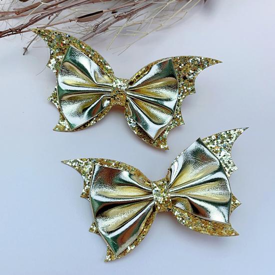 2/6Pcs Halloween Hair Clips Bat Wing Design Shiny Hairpin Women