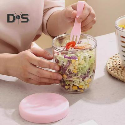 Draagbare Saladebeker met Vork Fruitbewaarcontainer voor Koelkast BPA-Vrij Lekdicht Onderweg Beker Versheid Bewarende Saladecontainer