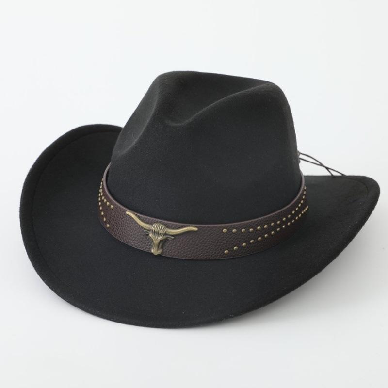 New Western cowboy hat, Tibetan wool top hat, men's and women's autumn/winter outdoor ox-head accessory, travel riding hat