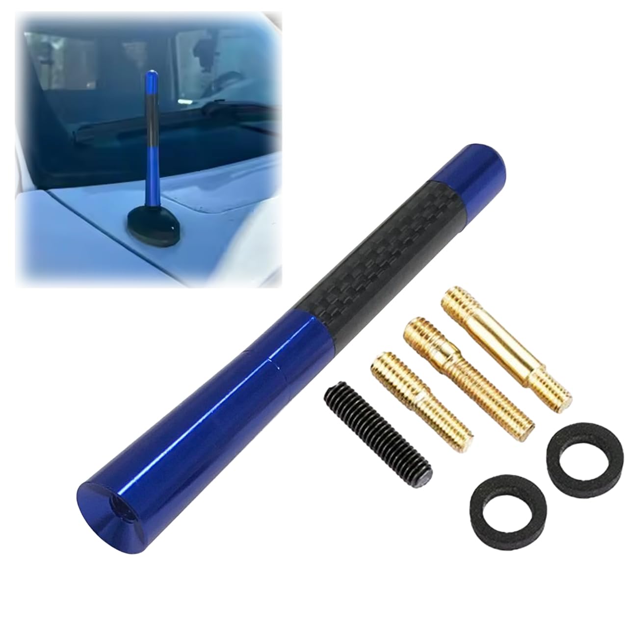 

Audio Fan Car Radio Antenna Car Antenna 12cm Roof Antenna Powerful FM/AM Reception Carbon Fiber Antena Blue синий