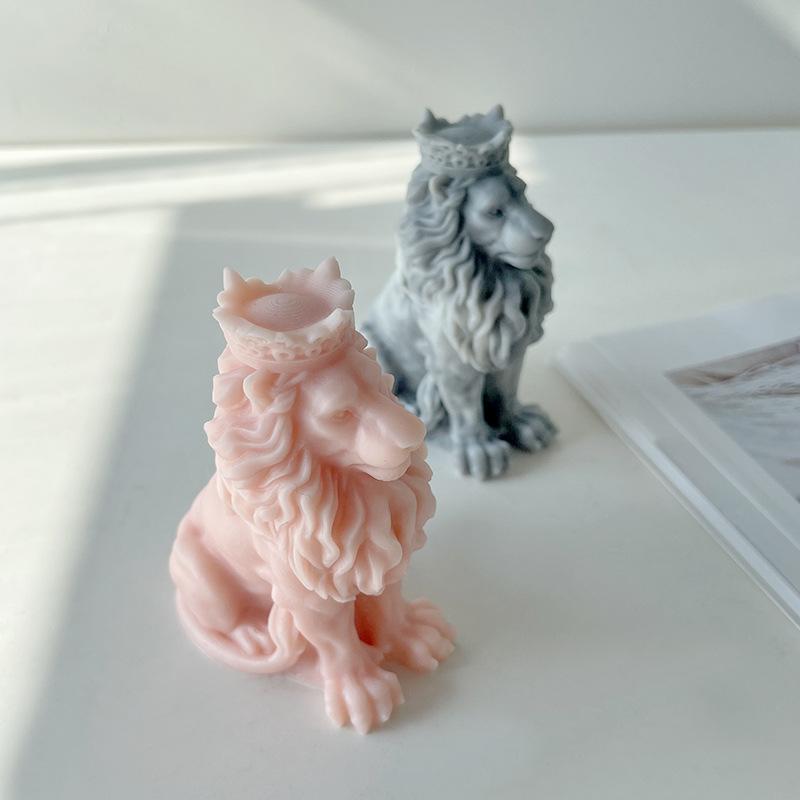 Weiwu Xionglion Silicone Candle Mold 3d Sitting Lion Aromatherapy Gypsum Soap Resin Handicraft Molds Home Decoration Gift