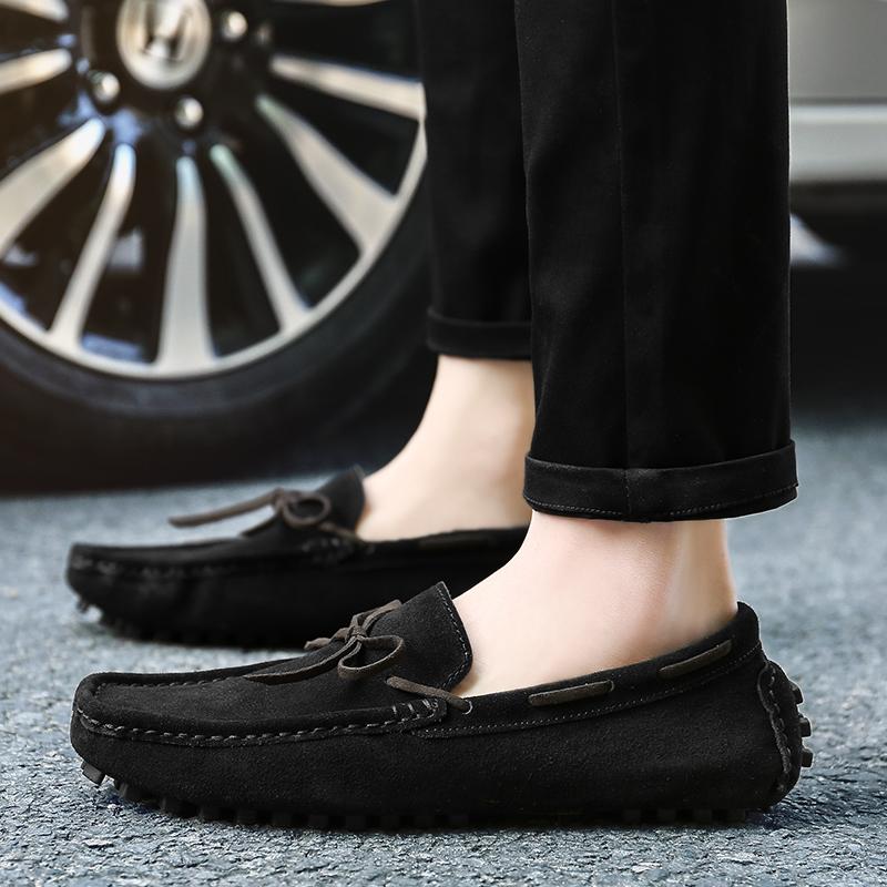 Mode 2024 Sommer Wildleder Slipper Herren Casual Scrub Herrenschuhe Ein Pedal Weiche Sohle Rutschfest Fahrschuhe Elegant Britischer Stil Braun