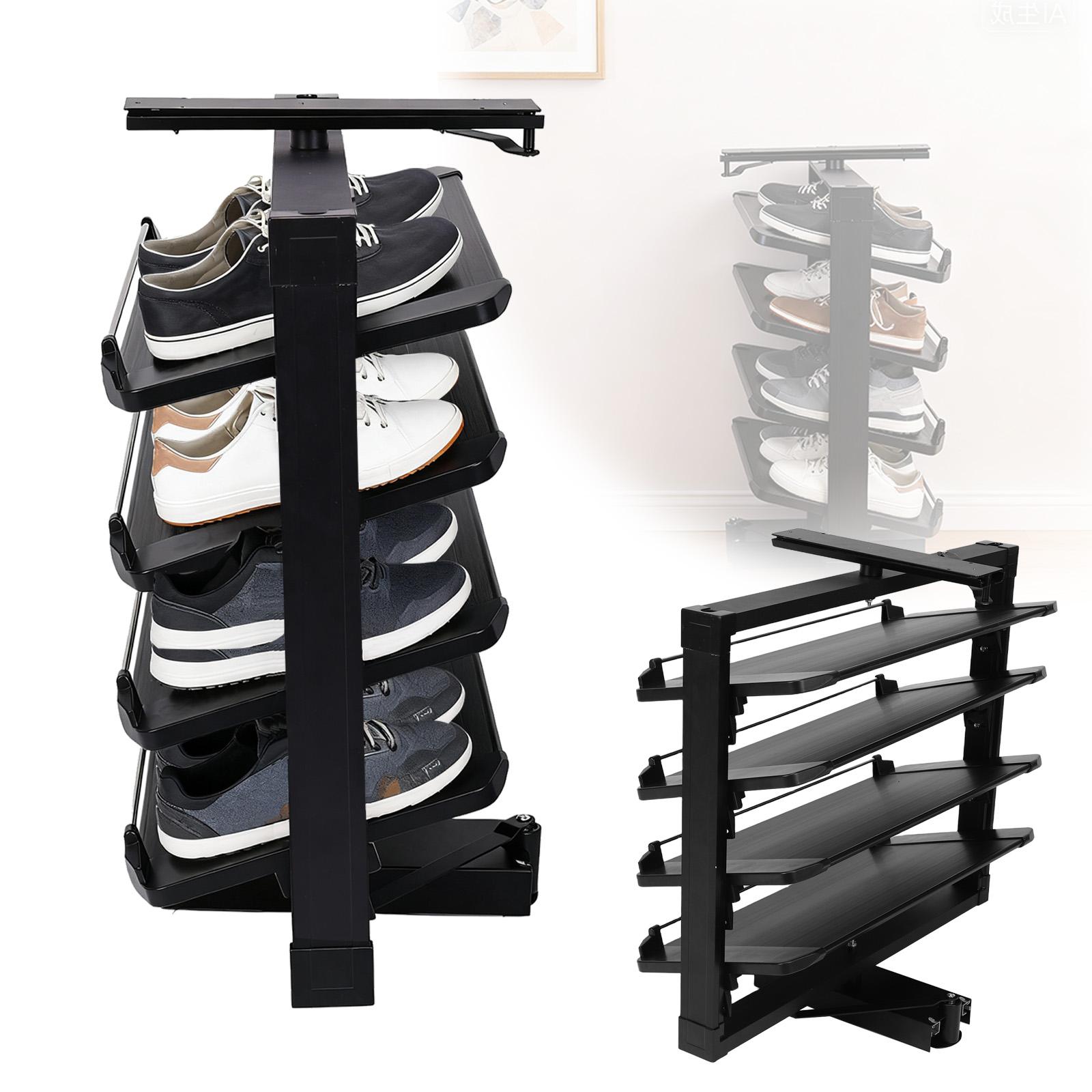 Scarpiera in Metallo Girevole a 360° Estraibile Scaffali per Scarpe ad Altezza Regolabile Multistrato per Stoccaggio Efficiente