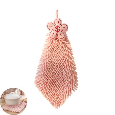 Asciugamano a Mano da Appendere in Chenille Asciugatura Rapida Morbido Assorbente Asciugamano a Mano con Pompon e Corda per Bagno di Casa Cucina