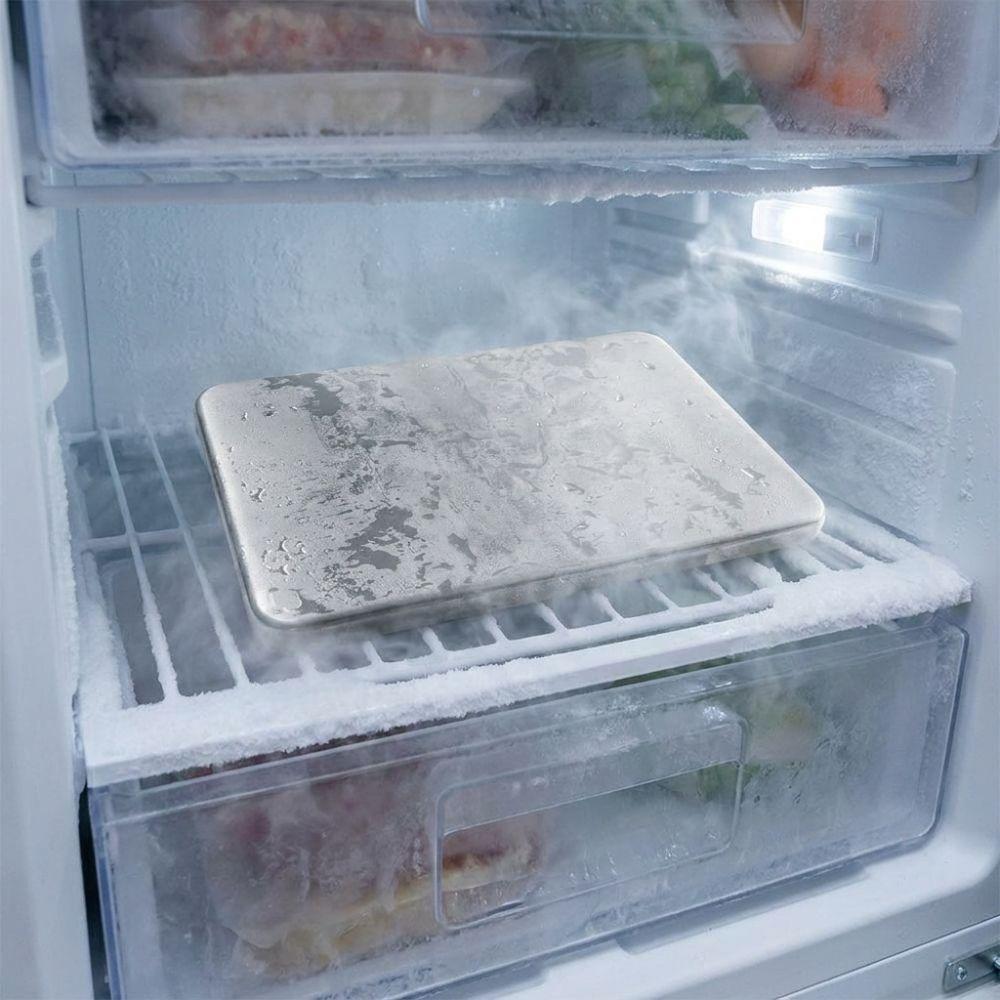Ghiaccioli Riutilizzabili in Acciaio Inossidabile Congelamento Rapido Piatto Raffreddante per Alimenti a Lunga Durata Rettangolare Vassoio Raffreddante Conserva Freschezza Bevanda