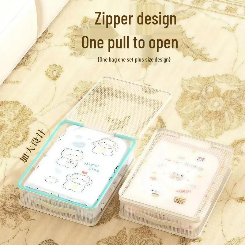 Four-Piece Mesh Storage Bag Set for Bedding and Clothes