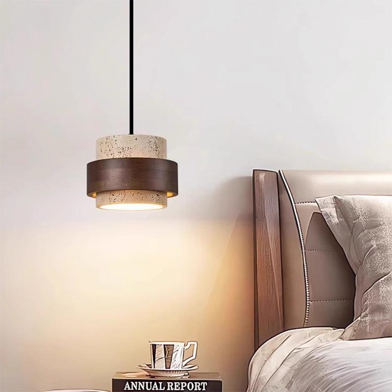 Yellow cave stone antique bedside bedroom pendant light, high-end Wabi Sabi style American retro bar counter, study room, restau