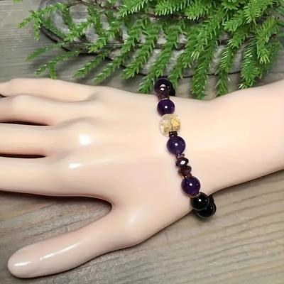 High Quality Protection Bracelet Black Tourmaline Attract Money Jewelry Gift Relief Stress Citrine Amethyst Garnet Bracelet Successful Healing 1PC
