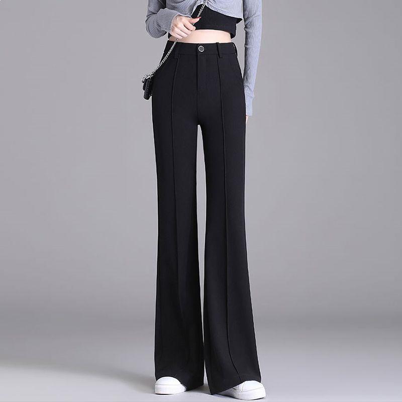 

Women s High Waist Black Micro Flare Pants - Slimming, Flattering, Drape Elastic Petite Suit for Spring/Autumn 2XL (131-140 jin)