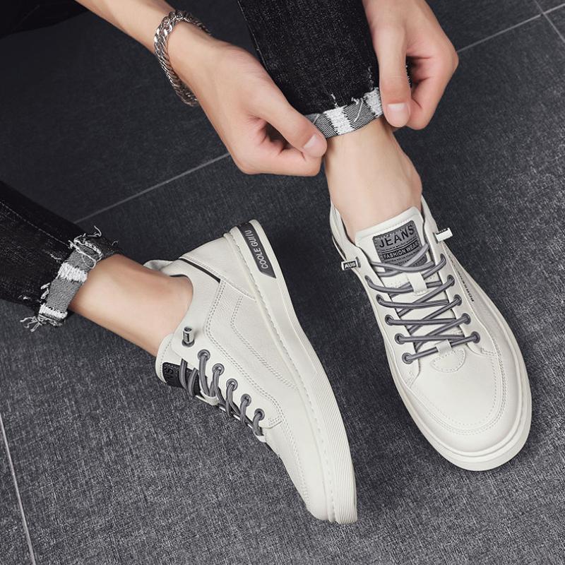 2023 New Men's Fashion Casual Leather Shoes Non-slip Wear-resistant Sports Shoes Comfortable Flat Slip-on Casual Shoes Shoes Men