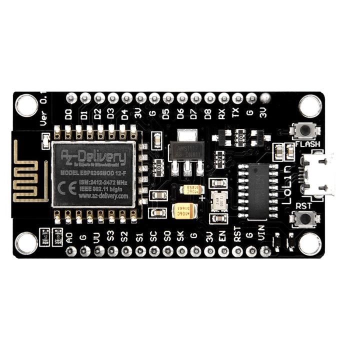 Carte de développement - AZ-DELIVERY - NodeMCU LoLin V3 - ESP8266-12F - WIFI intégré - Mise à jour facile