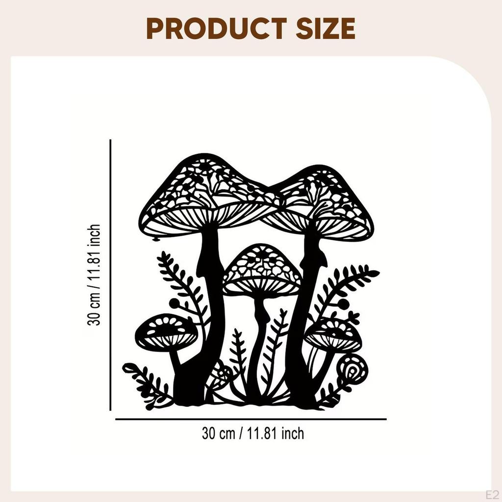 Mushroom Metal Wall Art Black Plant Decoration Silhouette for Hotel Garden Fence