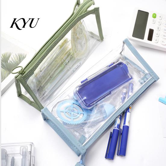 Student Pen Storage Transparent PVC Pencil Case, Large Capacity Waterproof Stationery Organizer Organizer, Durable Zipper Bag for School Supplies