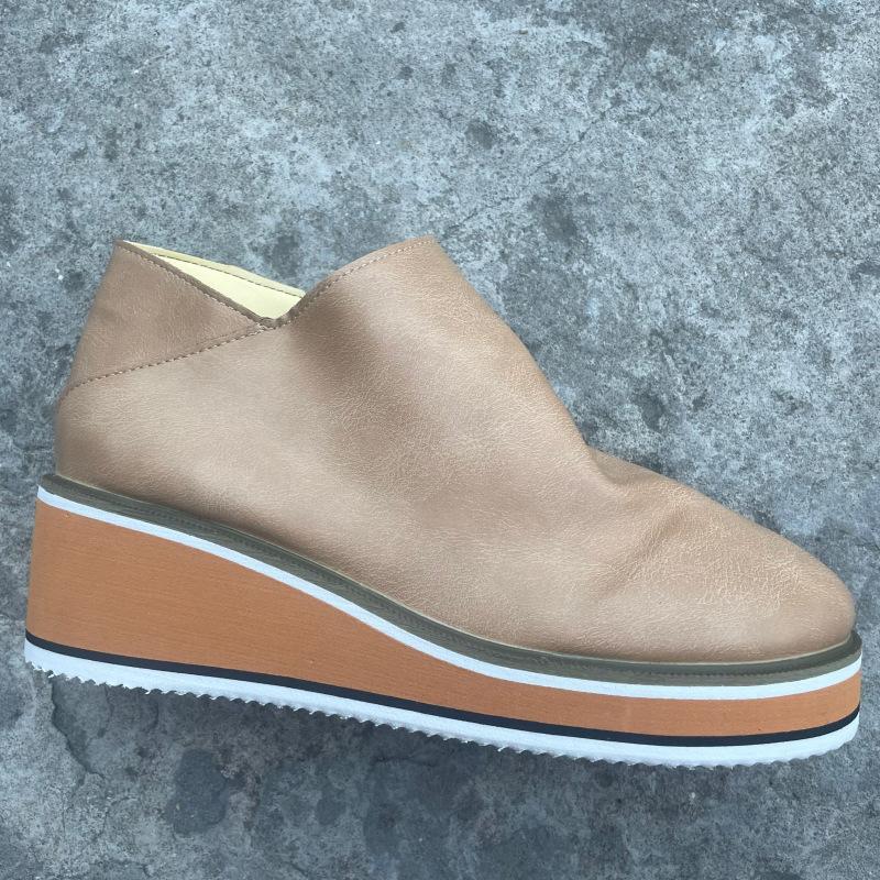 Autumn Winter Large Size Short Tube Thick Bottomed Snow Boots Casual Round Toe Side Zipper Solid Color Martin Boots Shoes 35-43