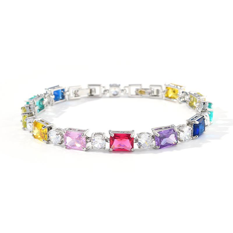 

Simple and Fashionable Colored Square Zircon Bracelet for Women Niche and High End