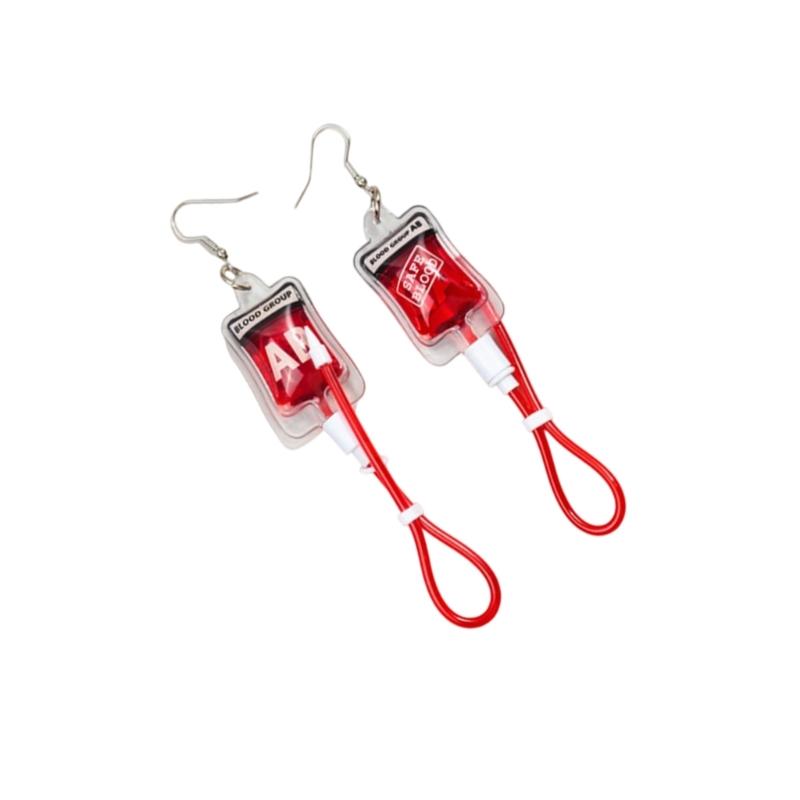 

Realistic Fake Blood Earrings with Liquid Movement Small Strong Costume Jewelry Accessory for Dark Night Party