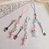 1 Sweet Cartoon Ice Cream Short Phone Charm Kawaii Korean Fashion Fork Pretty Star Phone Pendant Mini Phone Cord
