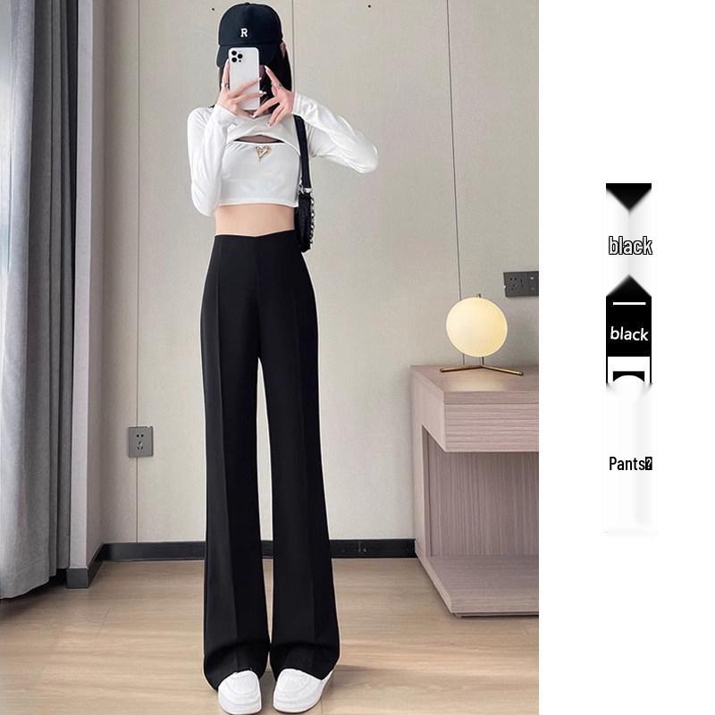 

High Waist Micro Flare Wide Leg Pants for Women - Summer 2025 Slimming Draped Style M