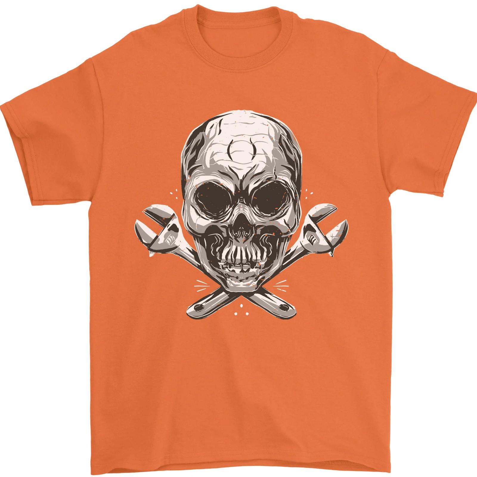 Spanner Skull Mechanic Biker Mens T-Shirt 100% Cotton S