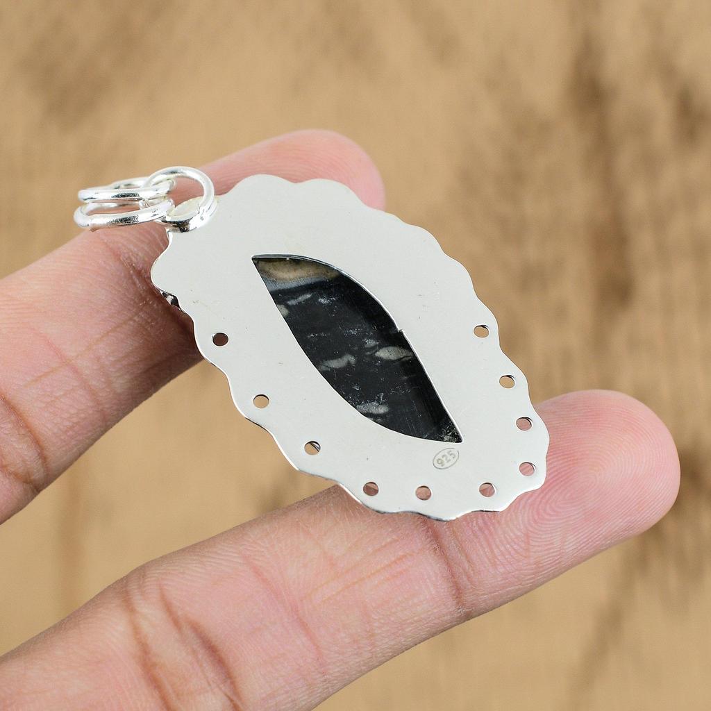 Natural Picasso Jasper Gemstone Jewelry 925 Sterling Silver Pendant For Women