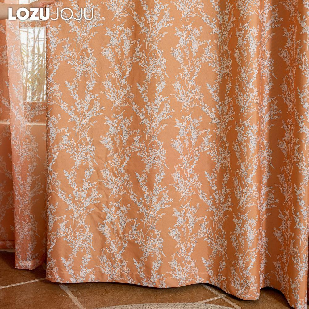 1PC LOZUJOJU American Retro Pastoral Style Orange Printed Curtains Full Blackout Curtains for Bedroom Living Room Balcony Window for Home Decor