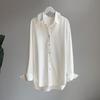 Women Shirt Lapel Long Sleeve Buttons Placket Casual Shirt Solid Color Commuter