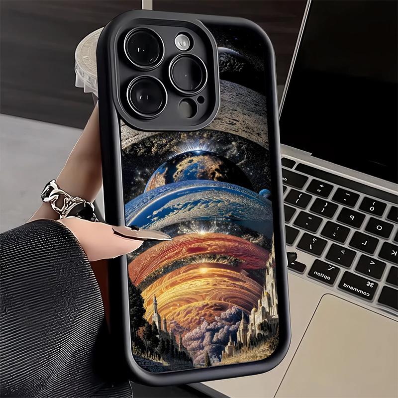 Phone Case for iPhone 17 Air 16E 15 16 Pro Max Earth Stars Space Universe Cover 14 Plus 13 12 Mini Soft Shell Silicone Fundas