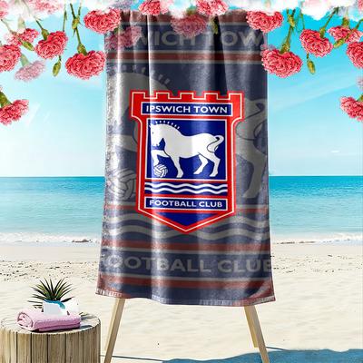 Serviette de plage imprimée Ipswich Town Football Club, Grande serviette douce à séchage rapide pour la plage, le camping, la natation