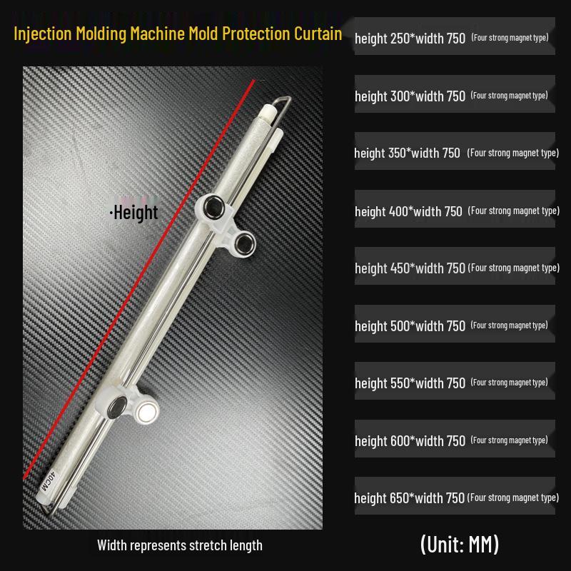 Automatic Retractable Mold Protection Curtain, Transparent & Thickened with Strong Magnets, Splash & Drop-Proof for Injection Molding Machines.