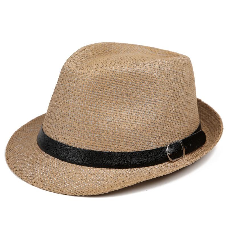 Jazz hat straw hat men's and women's travel beach hat spring and summer sunshade British hat parent-child children's top hat casual cool hat