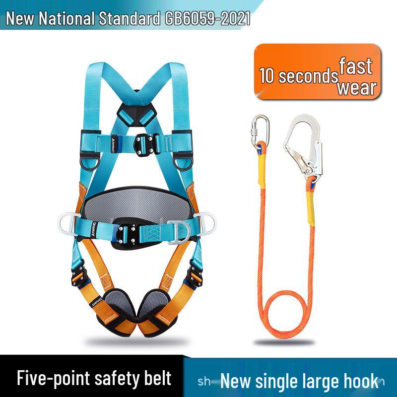 5-Point Full-Body Electrician Safety Harness with Double Hooks for High-Altitude Work