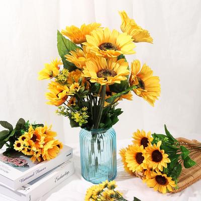 5/7/22 Heads Fashion Real Touch Home Decor Wedding Decoration Fake Flores Bouquet Artificial Flower Silk Sunflower DIY Craft