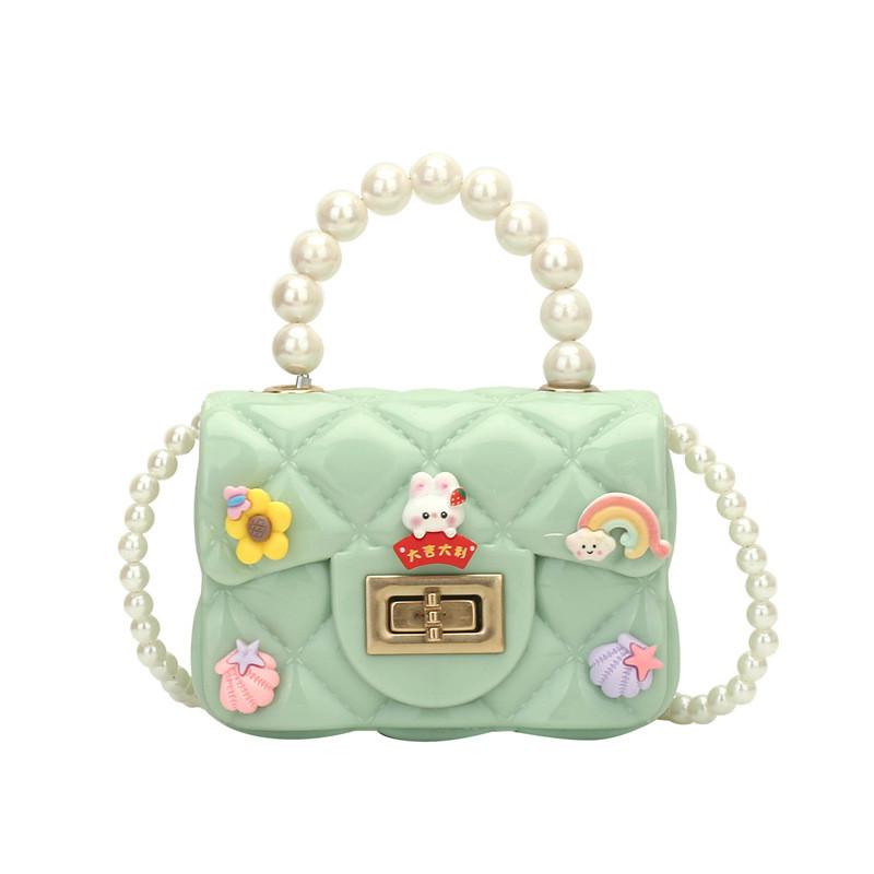 Golden Button Girls Rabbit Pattern Crossbody Bag Rainbow Pattern Daily Bags