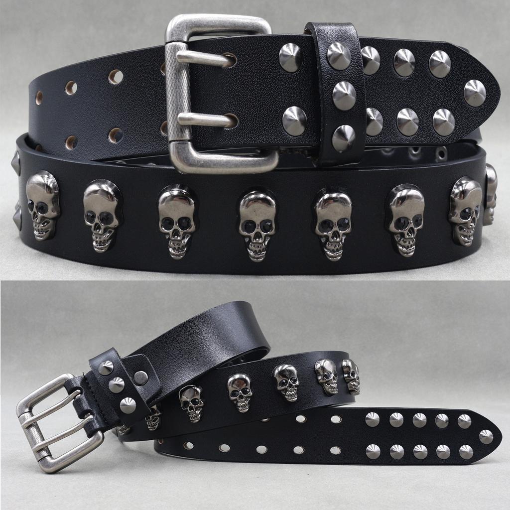 Metal Rivet Belt Luxury Designers Men Rivet Punk Belt Cow Genuine Leather Cintos Masculinos Male Women Rock Hip Hop Strap Waist