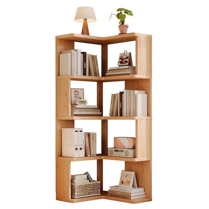 Solid Wood Corner Bookshelf - Multi-layer Storage Rack for Living Room