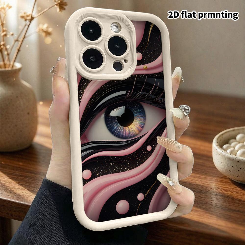 Phone Case: 2D flat, fits iPhone 18, 17, 16, 15, 14, 13 Pro, dreamy gold-streaked eye, perfect holiday gift for Christmas and Halloween