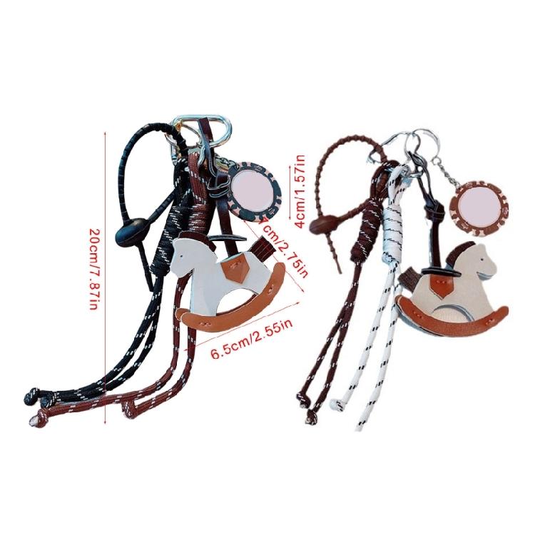Stylish Leather Horse Pendant Keychain Braided Rope Bag Charm Keychain Bags Decoration For Phone And Bag Use