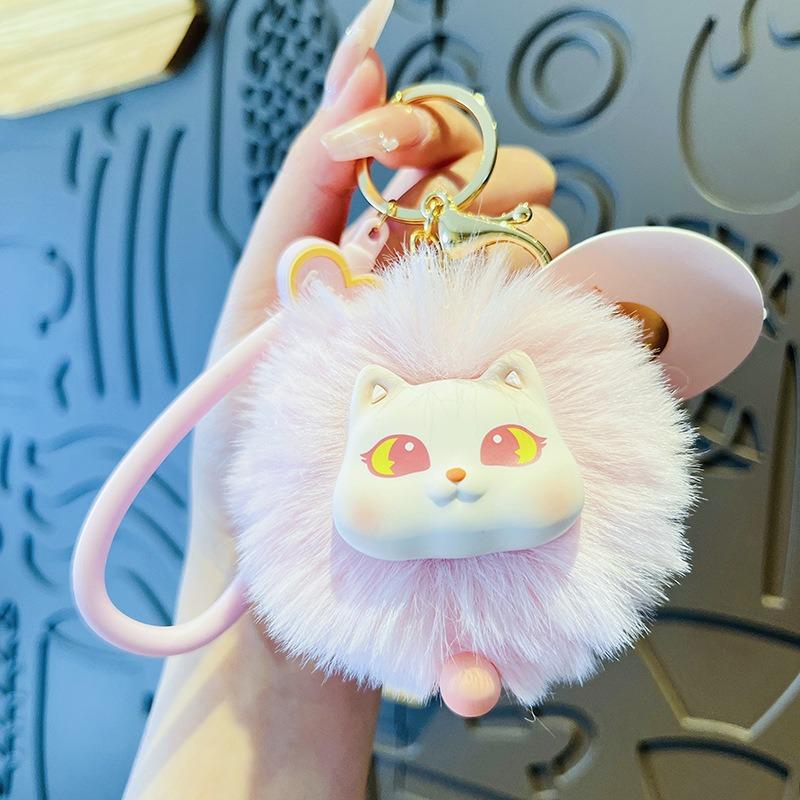 Cute Plush Cat Keychain Creative Women's Car Bag Pendant Cartoon Keyring Jewelry Trinket Gift for Girlfriend Kids