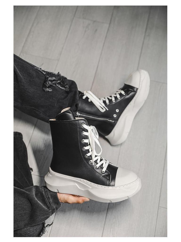 2025 Men's High-Top Thick-Soled Zipper Martin Boots - Fashionable and Versatile Autumn Footwear