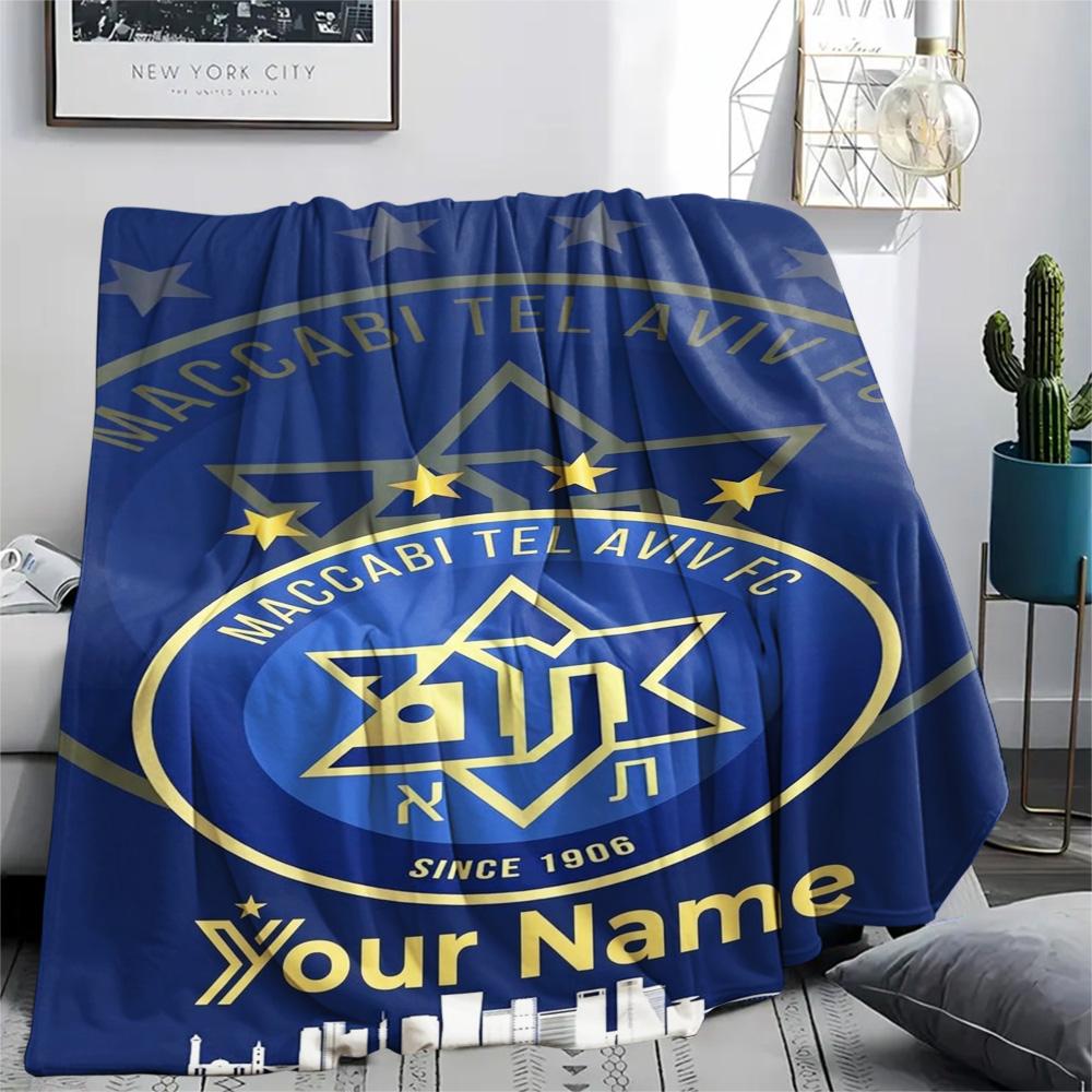 1 Stück Maccabi Fanartikel Benutzerdefinierter Name Gemustert Flanelldecke Geeignet Für Alle Jahreszeiten Für Heimdekoration Wärme Und Komfort Geschenke Feiertagsgeschenk