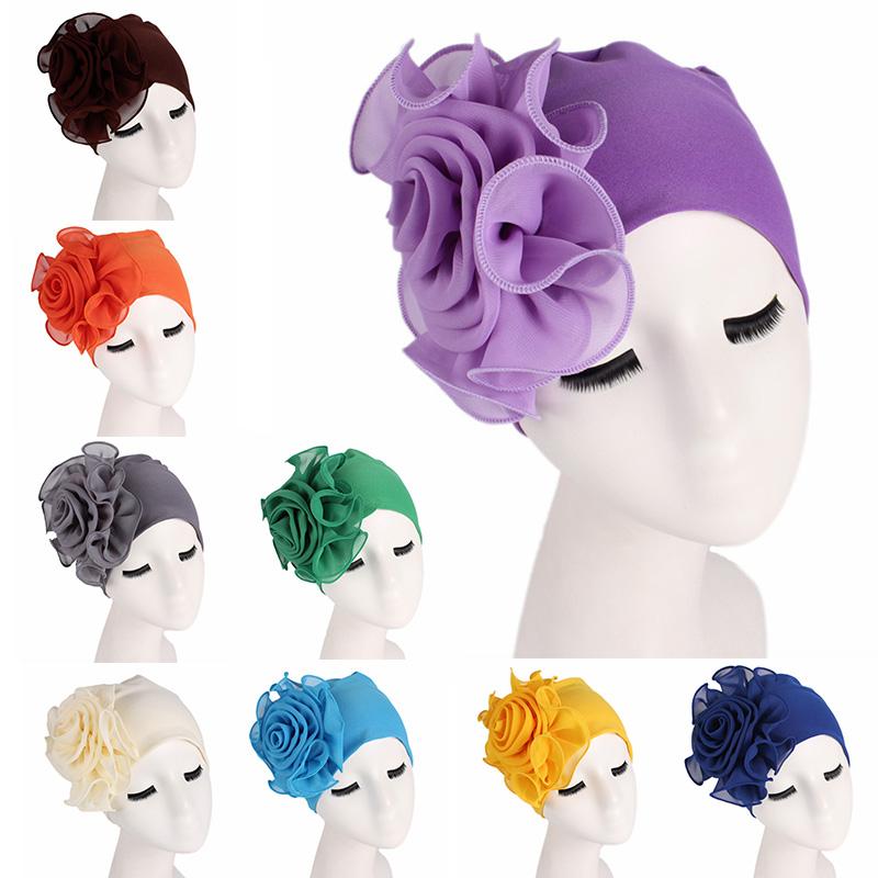 

Женщины Большой Цветок Стретч Шарф Дамы Элегантные Модные Волосы Цветочные Аксессуары Шарф Chemo Hat Женщины Тюрбан Банданас JoomZA